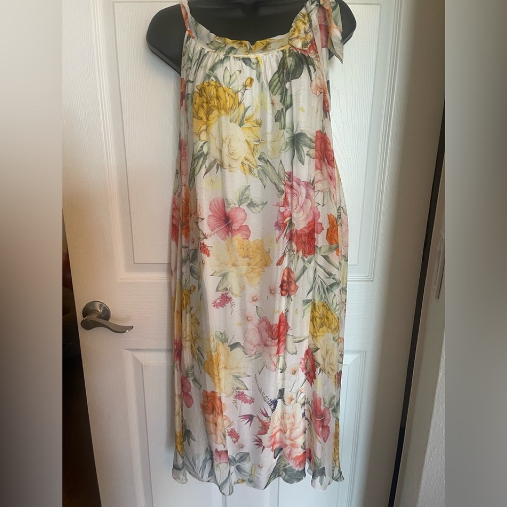 Bellambra Floral Maxi Skirt in Cream with Pink, Yellow & Green